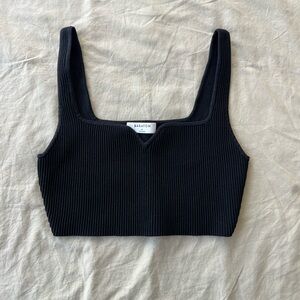 Babaton Black Ribbed Crop Top